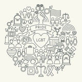 Fototapeta Pokój dzieciecy - LGBT Line Icons Circle. Vector Illustration of Outline Design.