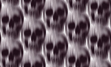 Vector Seamless Pattern Of Vertical Motion Blur Smear Black Skull On White Background
