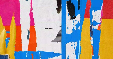 old colorful posters ripped torn crumpled paper abstract grunge texture wall backdrop placard surfac