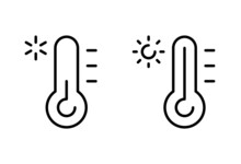 Temperature Symbol Set .Three Vector Thermometer Showing The Temperature . Thermometer Icon
