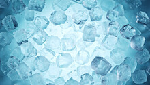 Crystal Clear Ice Cubes Background, Top View