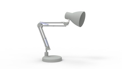 Wall Mural - 3D rendering of an electric desk lamp office working light. Isoalted on white background.