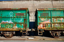 Detail Of The Abandoned Train Cars
