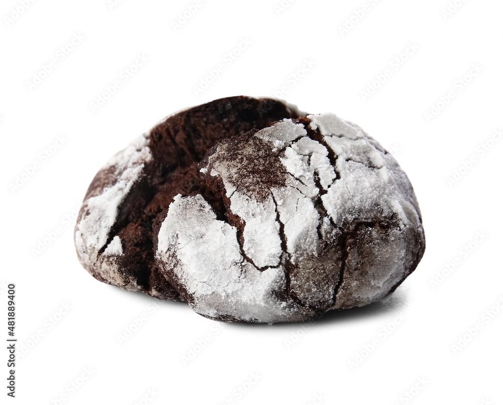 Tasty chocolate brownie cookie isolated on white background