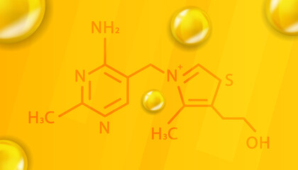 Vitamin B1 chemical formula. Vitamin B1 Realistic chemical molecular structure