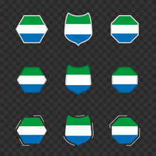 National Symbols Of Sierra Leone On A Dark Transparent Background, Vector Flags Of Sierra Leone.