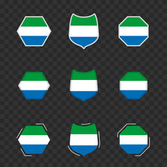 Wall Mural - National symbols of Sierra Leone on a dark transparent background, vector flags of Sierra Leone.