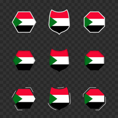 Wall Mural - National symbols of Sudan on a dark transparent background, vector flags of Sudan.