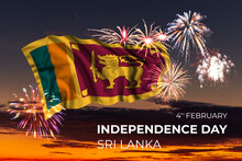 Majestic Fireworks And Flag Of Sri Lanka