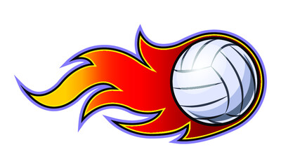 Wall Mural - Vector illustration of volleyball ball with simple flame shape. Ideal for sticker, decal, sport logo and any kind of decoration.