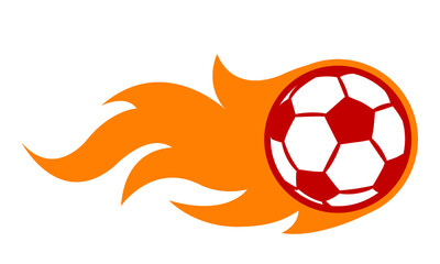 Canvas Print - Football soccer ball with fire flame graphic vector illustration