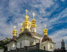 Golden Cupolas Of Church Of The Nativity Of The Blessed Virgin In Kyiv Pechersk Lavra Monastery, Kyiv, Ukraine