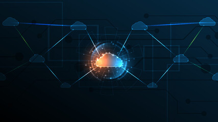Wall Mural - cloud computing storage technology background digital data services innovation concept
