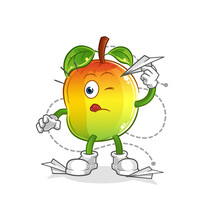 Mango With Paper Plane Character. Cartoon Mascot Vector