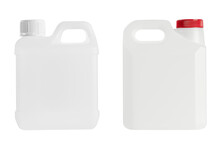 White Plastic Jerry Can Isolated