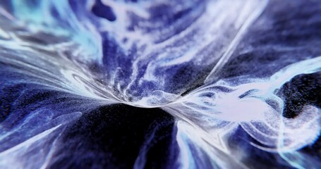 Wall Mural - abstract seamless loop of flowing animation. neon blue and white glowing twisted lines and particles