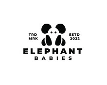 Abstract Negative Space Elephant Baby Logo Concept Vector Illustration