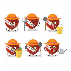 Poster - Farmer red love gift box cute mascot character with fork