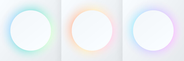 set of blue, pink-purple and green circle frame on white background. abstract 3d cosmic color backdr