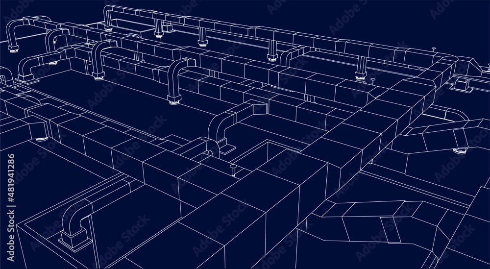 architectural blueprint of HVAC system in BIM vector eps10 Stock Vector ...