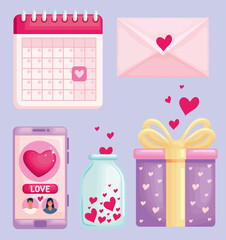 Sticker - five happy valentines day icons