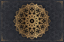Ornamental Luxury Mandala Pattern Background With Royal Golden Arabesque Pattern Arabic Islamic East Style. Traditional Turkish, Indian Motifs. Great For Fabric And Textile, Wallpaper, Packaging Etc.