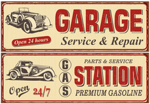 Vintage Car Metal Sign Collection.Garage,Gas Station Retro Poster.