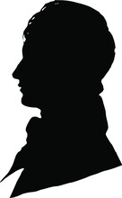 Male Silhouette In Antique European Costume Of 18th-19th Century. Graphic Elegant Portrait Of Young Aristocrat, Cavalier For Design, Illustrations, Decoupage, Scrapbook, Prints