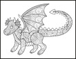 Zentangle dragon with mandala, coloring book for adults