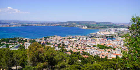 Wall Mural - Sete city bay sea in France from Mont Saint Clair panoramic view Mediterranean south french coast