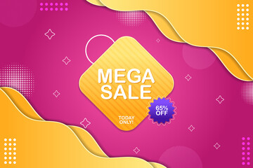 Wall Mural - Big sale background abstract shape with yellow and pink gradient