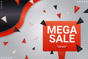 Wall Mural - Mega sale background abstract shape with red and black gradient