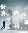 canvas print picture - Business concept of teamwork with puzzle pieces