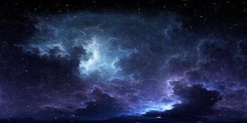 360 degree space background with nebula and stars, equirectangular projection, environment map. hdri