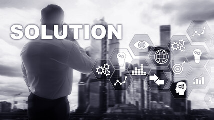 Wall Mural - business solutions, success and strategy concept. structuring virtual diagram of business process wi