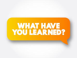 Wall Mural - what have you learned question text message bubble, concept background
