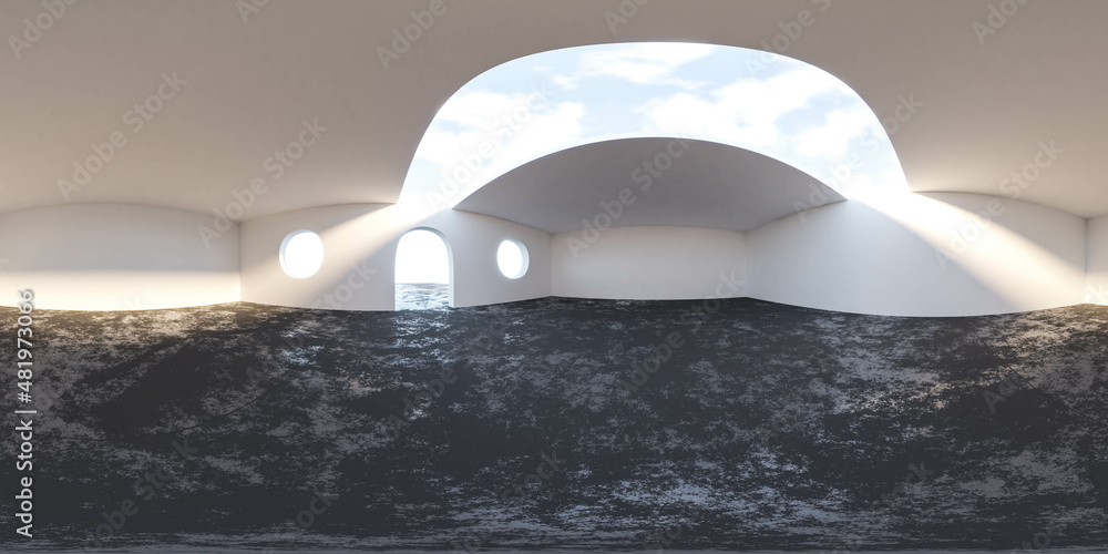 360 full degree spherical panorama environment map of abstract building ...