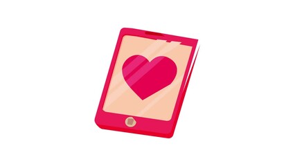 Canvas Print - Smartphone with heart icon animation best cartoon object on white background
