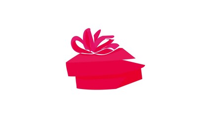 Canvas Print - Pink heart shaped gift box with ribbon icon animation best cartoon object on white background