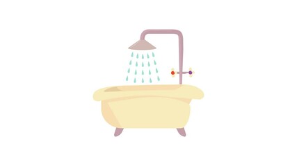 Wall Mural - Bath with shower icon animation best cartoon object on white background
