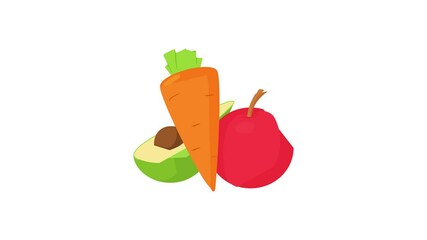 Wall Mural - Vegetables and fruits icon animation best cartoon object on white background