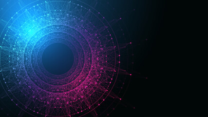 Wall Mural - quantum computer technology banner design template concept, gravitational wave. deep learning artifi