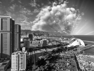 Wall Mural - Maritime Park of Cesar Manrique in Santa Cruz de Tenerife at dusk, Canary Islands.