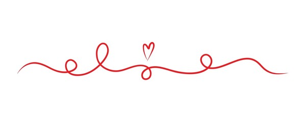 heart divider set. hand drawn swirl line borders, hearts and love letters, romantic valentines or we