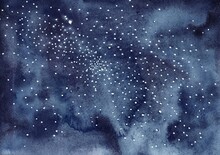 Starry Sky Watercolor Hand Drawn