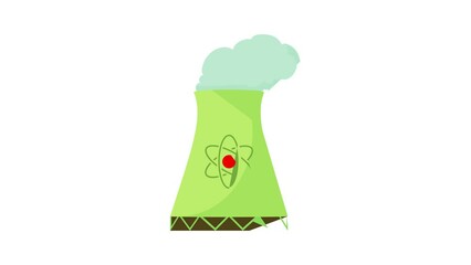 Sticker - Nuclear power plant icon animation best cartoon object on white background