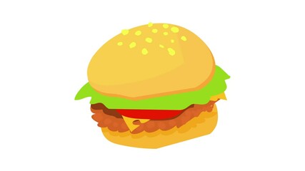 Canvas Print - Burger icon animation best cartoon object on white background