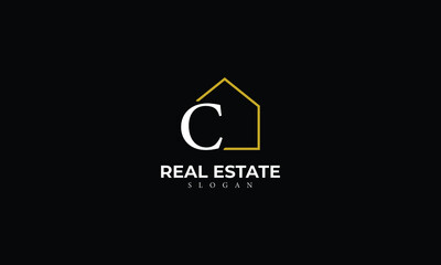 Alphabet C Real Estate Monogram Vector Logo Design, Letter C House Icon Template