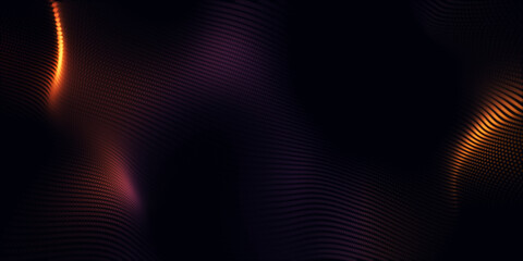 Wall Mural - Creative abstract wave technology background with blue light digital effect particulars. 3d Render.