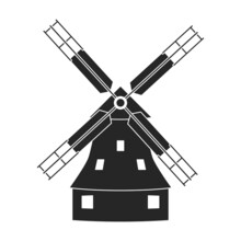 Windmill Vector Icon.Black Vector Icon Isolated On White Background Windmill.